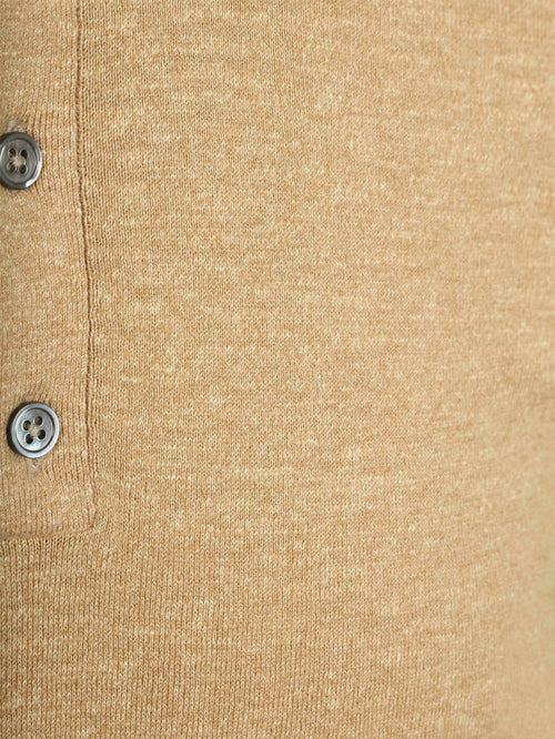 Knitted polo cotton linen beige