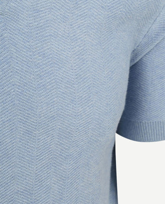 Knitted polo riva harring lichtblauw