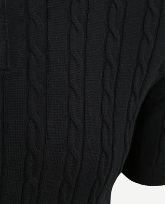 Respect polo knit cable donkerblauw