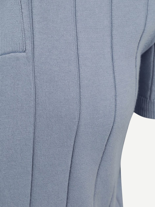 Respect polo drop needle staal blauw