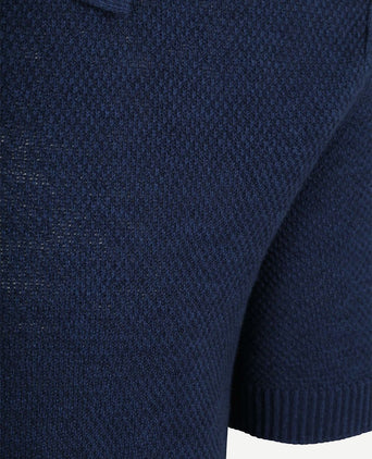 Polo riva bean linen cotton donkerblauw