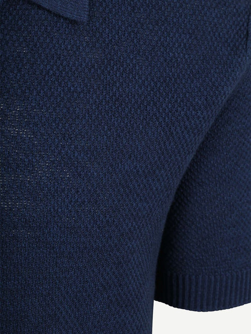Polo riva bean linen cotton donkerblauw