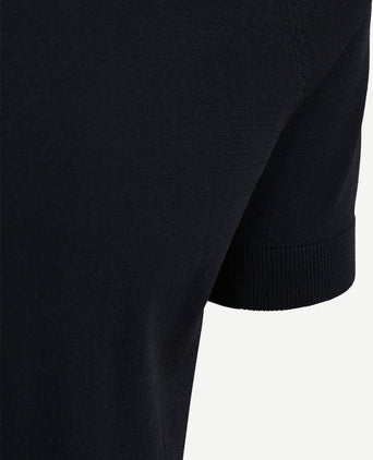 Knitted halve rits polo dan donkerblauw