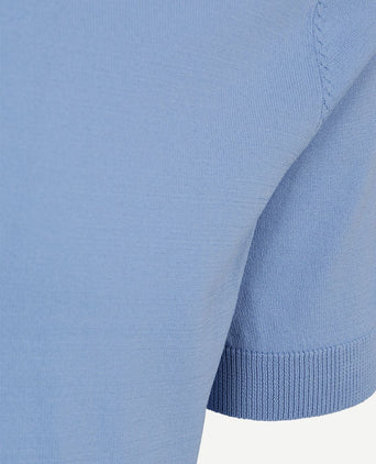 Knitted halve rits polo dan lichtblauw