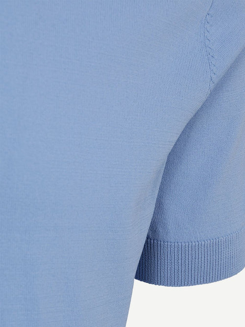 Knitted halve rits polo dan lichtblauw