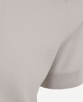 Knitted halve rits polo dan ecru
