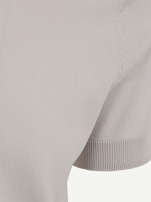 Knitted halve rits polo dan ecru