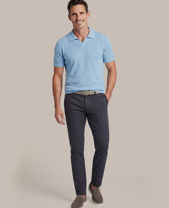 Polo riva bean linen cotton lichtblauw