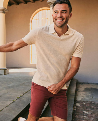 Polo riva bean linen cotton sand