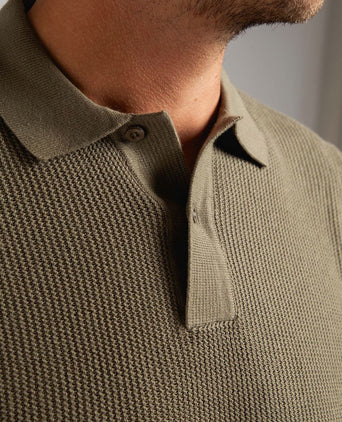 Respect polo structure knit olijfgroen