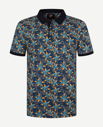 Polo bloemen donkerblauw