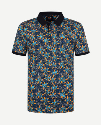 Polo bloemen donkerblauw