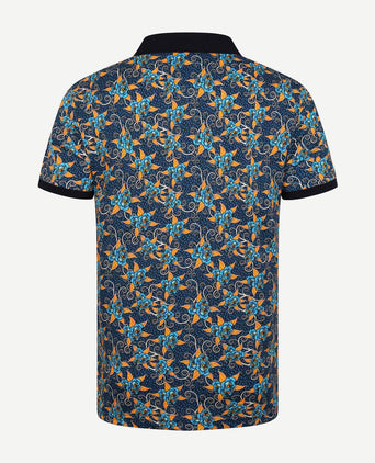 Polo bloemen donkerblauw