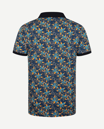 Polo bloemen donkerblauw