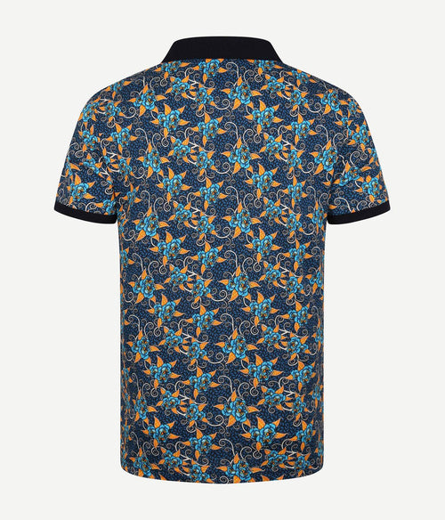 Polo bloemen donkerblauw