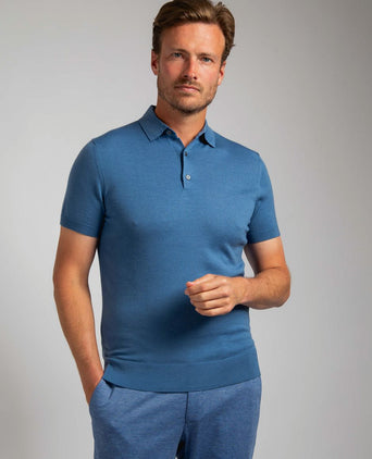 Polo rishi merinowol blauw