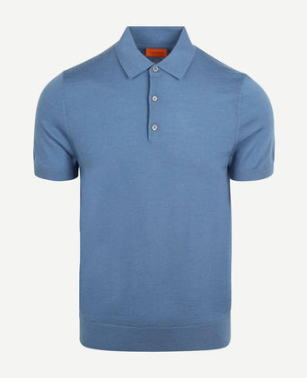 Suitable polo merinowol blauw