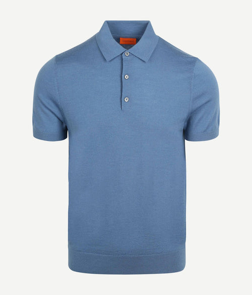 Suitable polo merinowol blauw