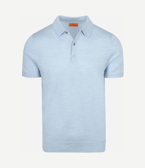 Polo merinowol lichtblauw