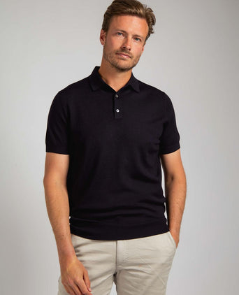 Suitable polo merinowol donkerblauw