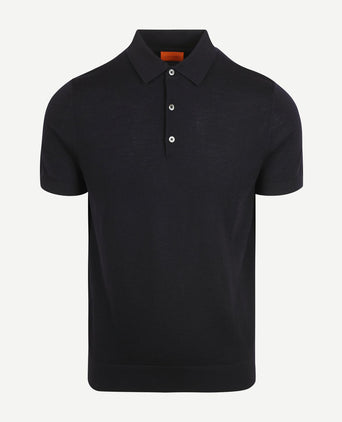 Suitable polo merinowol donkerblauw