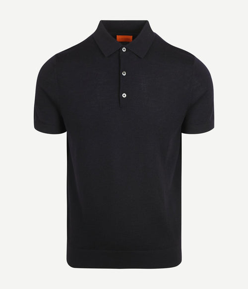 Suitable polo merinowol donkerblauw