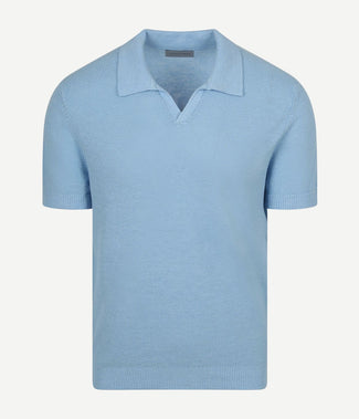 Polo riva bean linen cotton lichtblauw Polo riva bean linen cotton lichtblauw