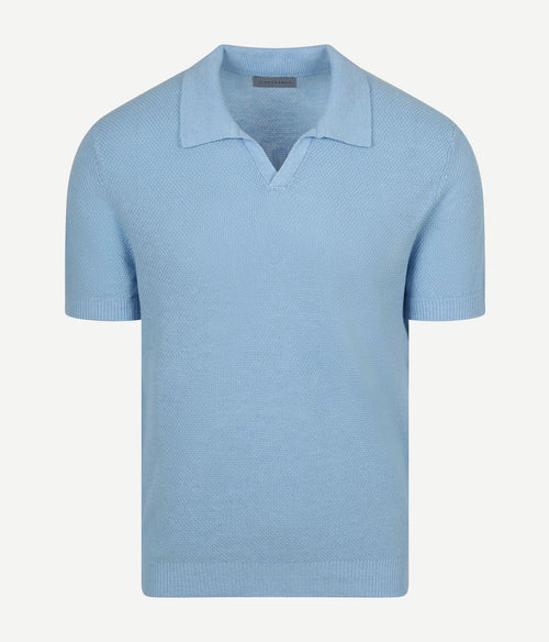 Polo riva bean linen cotton lichtblauw