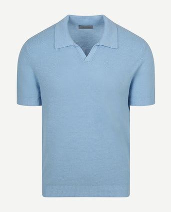 Polo riva bean linen cotton lichtblauw