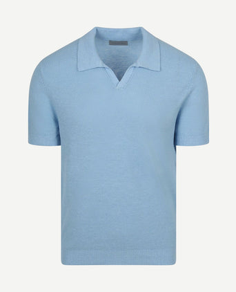 Polo riva bean linen cotton lichtblauw