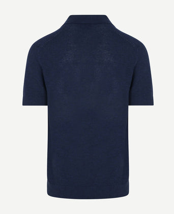 Polo riva bean linen cotton donkerblauw