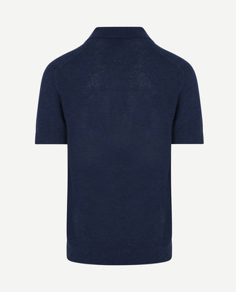 Polo riva bean linen cotton donkerblauw