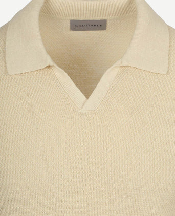 Polo riva bean linen cotton sand