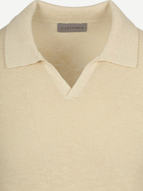 Polo riva bean linen cotton sand