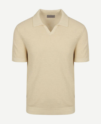 Polo riva bean linen cotton sand