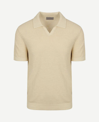 Polo riva bean linen cotton sand
