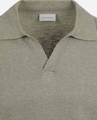 Suitable polo riva linnen groen