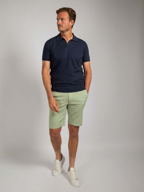 Suitable polo riva linnen donkerblauw