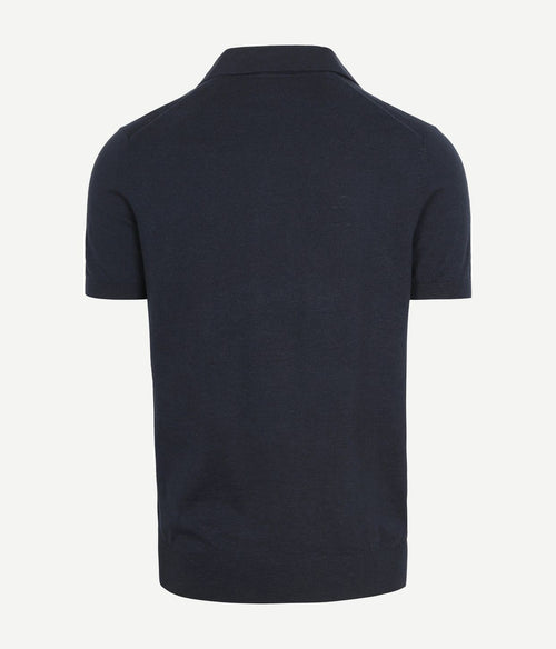 Suitable polo riva linnen donkerblauw