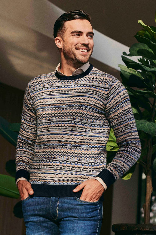 Suitable prestige fair isle pullover beige