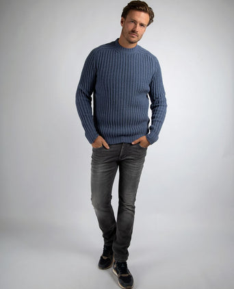 Pullover boiled wool blauw