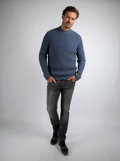 Suitable pullover boiled wool blauw