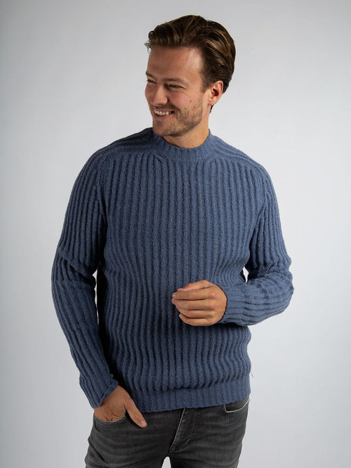 Suitable pullover boiled wool blauw