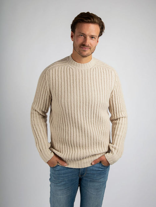 Suitable pullover boiled wool ecru