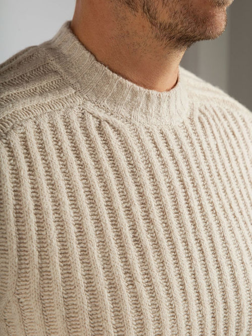 Suitable pullover boiled wool ecru