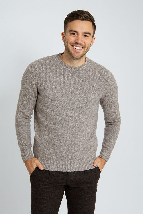 Suitable pullover boiled wool taupe