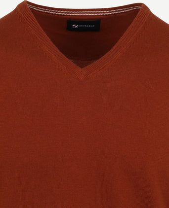 Suitable pullover vini v-hals oranje | Slim-fit