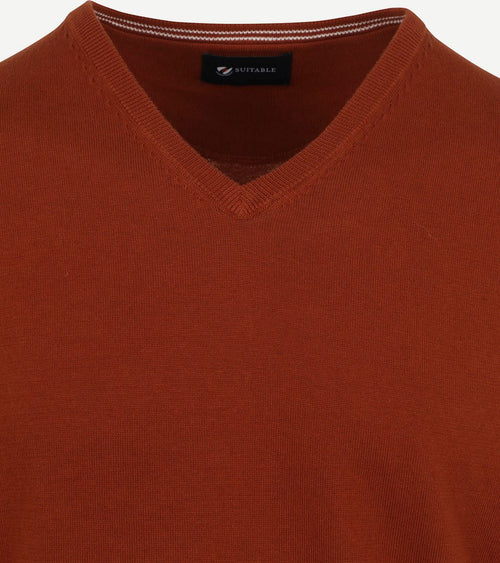 Suitable pullover vini v-hals oranje | Slim-fit