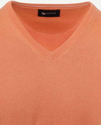 Suitable pullover vini v-hals oranje | Slim-fit