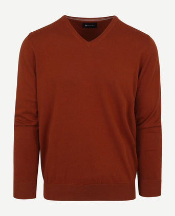 Suitable pullover vini v-hals oranje | Slim-fit